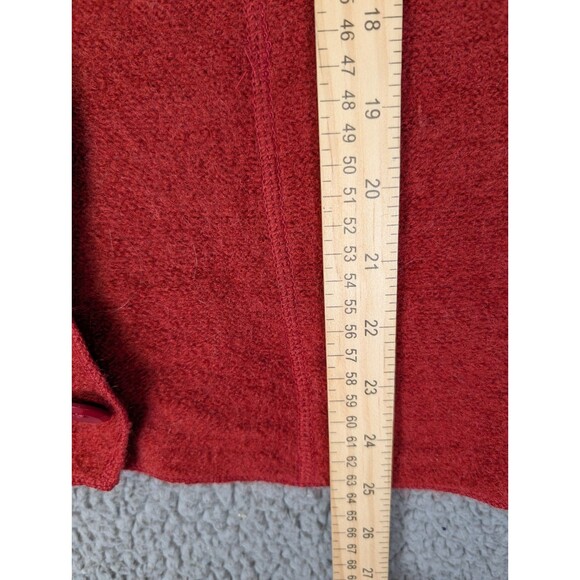 Cabela's Boiled Wool Cardigan Sweater Womens L Rust Red Button Up Pockets - Picture 4 of 11